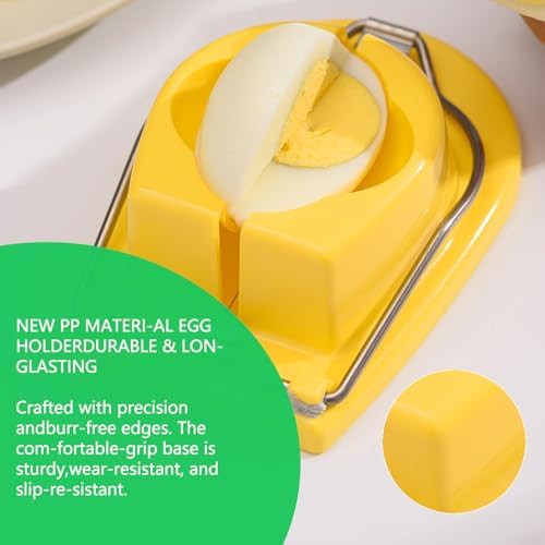 Egg Slicer, Semi-Round Curved Yellow Egg Cutter for Hard Boiled Eggs – Stainless Steel Wire Cutter with Ergonomic Handle for Salad, Cobb Salad, Avocado Toast & Food Garnish, Easy to Clean (1) - Image 6