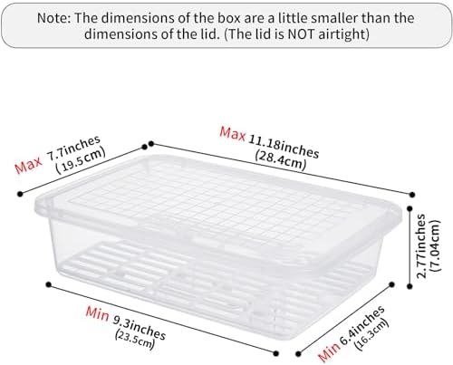 Fruit Storage Containers for Fridge, Rectangle Plastic Food Storage Containers with Lids, 3-Pack Deli Meat Container with Removable Drain Plate, Stackable Produce Keeper in Seafood & Berries