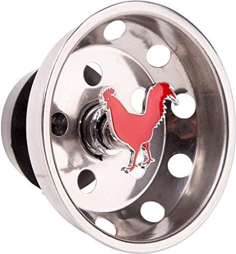 Kitchen Sink Strainer for Standard Drains - Drain Stopper With Fun Finish (Rooster)