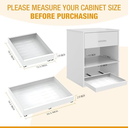 Expandable Pull Out Drawers for Cabinets(White): Kitchen and Pantry Organizer, Sliding Cabinet Organizer with Adhesive, Under Sink and Pots Storage, Depth 16.5". expandable pull out cabinet organizer