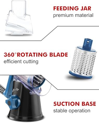 GDL Cheese Grater Hand Crank, Rotary Cheese shredder, Vegetable Slicer - Image 6