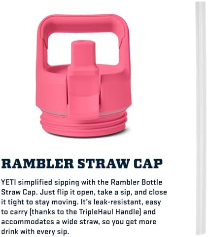 Rambler 18 oz Bottle, Vacuum Insulated, Stainless Steel with Color Matching Straw Cap, Tropical Pink