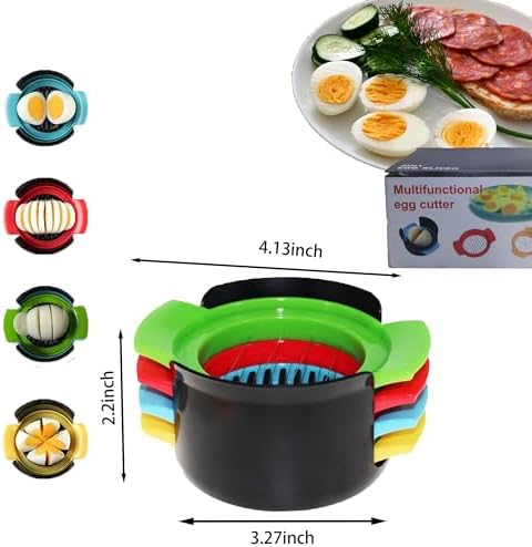 4-in-1 Egg Slicer for Hard Boiled Eggs, Stainless Steel Cutter for Avocado, Fruit & Luncheon Meat, Kitchen Tool with 4 Cut Styles, Dishwasher Safe - Image 3