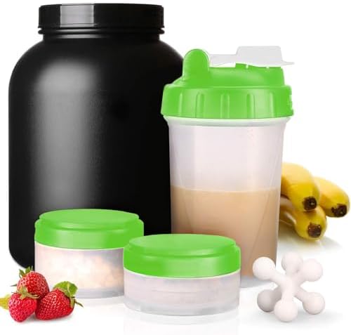 Hydro2Go 16oz Protein Shaker Bottle with Shaker Ball and 2 Storage Jars | BPA-Free Plastic Cup with Clear Measurement Scale | Perfect for Protein Mixes and Pills | Portable Pre-Workout Drink Cup（Green - Image 6