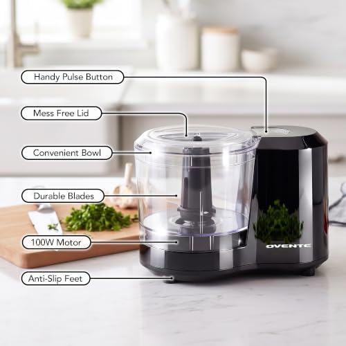 OVENTE 1.5-Cup Electric Food Chopper and Processor, 100W, Black PF1515B - Image 3