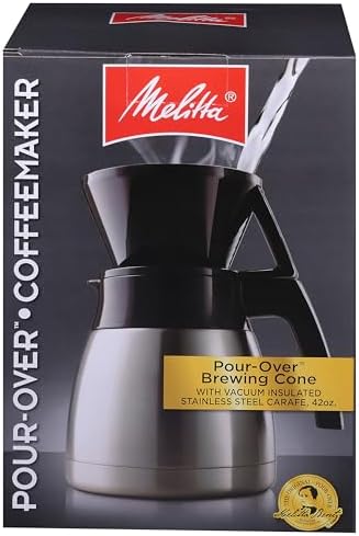 Melitta Pour-Over Coffee Brewer & Stainless Steel Carafe Set with Coffee Filters, 42 Ounce Set