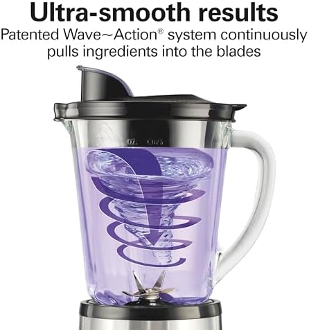 Wave Crusher Blender For Smoothies With 40 Oz Glass Jar and 14 Functions, Ice Sabre Blades & 700 Watts for Consistently Smooth Results, Black + Stainless Steel (54221)
