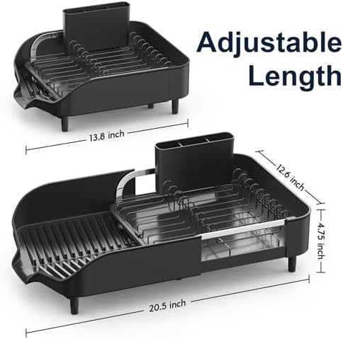 Dish Drying Rack, Expandable Dish Rack for Kitchen Counter