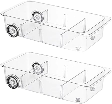 Roll-Out Refrigerator Organizers and Storage, 2 Pack Drawer Fridge Bins