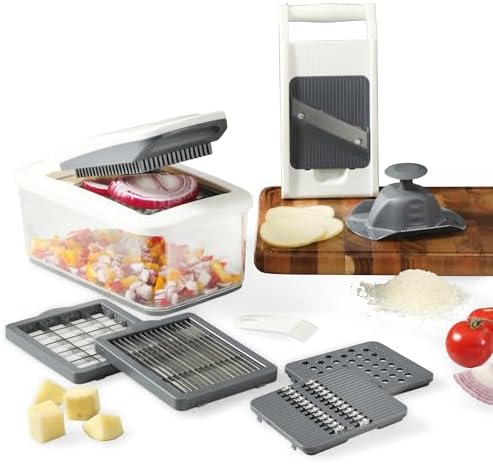 Calphalon Vegetable Chopper With Container, 3 Blades with1 Chopper and1 Mandoline, 5-in-1 Food Chopper with Stainless Steel Blades & Mandoline Slicer, Multi-Functional Dicer with Storage Container - Image 7
