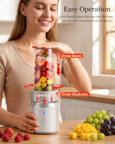 Smoothies Blender, 1000W High Power Household Kitchen Countertop Blender for Protein and Shakes, Personal Smoothie Maker Juice Mixers with 3 BPA-Free Cups (24/18/12oz) - Image 3