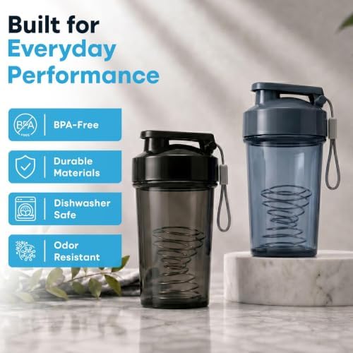 Travel-Friendly Small Shaker Bottle for Protein Shakes, Supplements: 2-Pack - Image 4