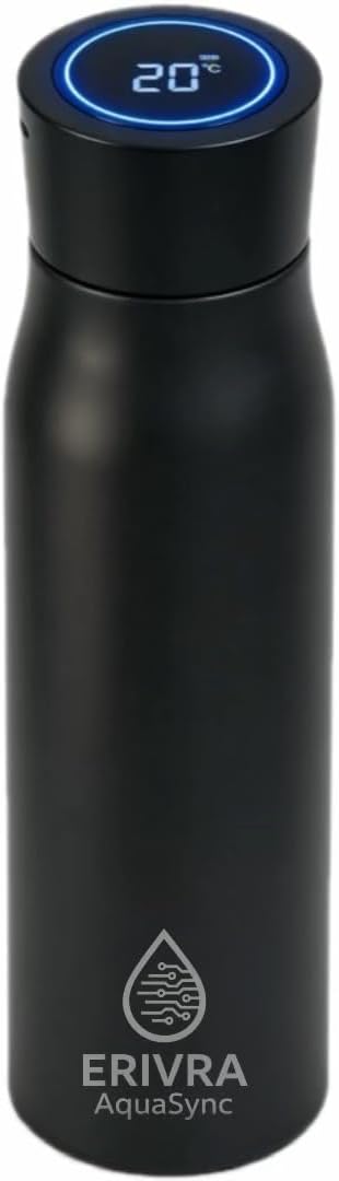 AquaSync Smart Self-Cleaning Water Bottle 17oz Vacuum Insulated Stainless Steel with UV-C Light Technology LED Temperature Display & USB-C Rechargeable Battery