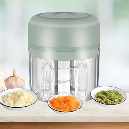 Electric Baby Food Maker & Garlic Chopper, USB Rechargeable Mini Processor, Easy Clean Design, 250ML (Green) - Image 2