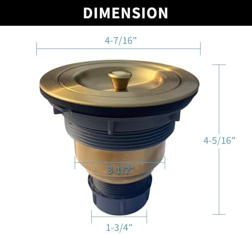 Sink Strainer Kitchen Sink Drain Assembly Kit 3-1/2 Inch with Kitchen Sink Drain Basket,304 Stainless Steel Sink Stopper & Cover Lid，Stainless Steel Gold Color