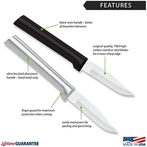 Cutlery Peeling Paring Knife (W202), Black, Pack of 6