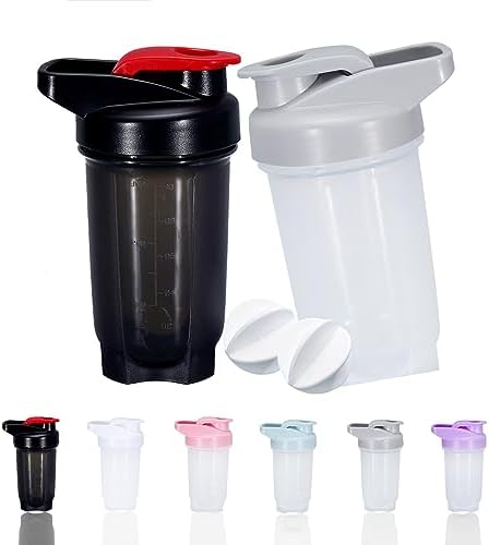Shaker Bottle Protein Shakes Cup and 10-Ounce/300ML ShakerBottle with Whisk Balls, Protein ShakerBottles Set,Non-BPA plastic (Black+Grey(2PCS)) by GAISHION