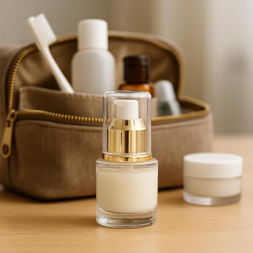 6Packs 20ml Clear Glass Lotion Pump Bottles, Golden - Image 6