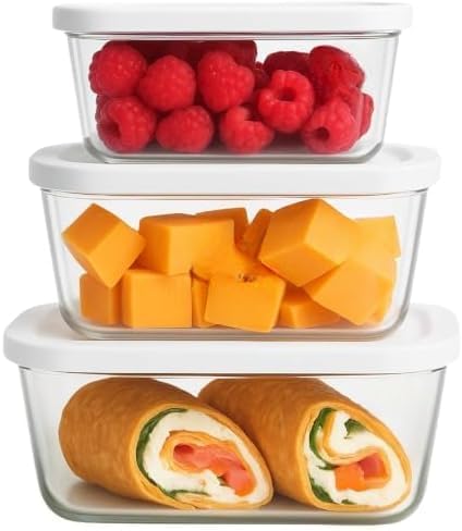 Glass Vacuum Seal Containers for Food Storage, Made For Compact Vacuum Sealer, 3pcs set [1x Small, 1x Medium, 1x Large] Works With Handheld Vacuum Sealer Machine