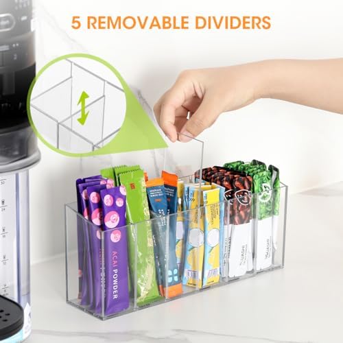 Drink Packet Organizer, Mountable Water Packet Organization Holder with Adhesive & Magnetic Sticker, Pantry Organizers Kitchen Storage for Countertop Table Fridge Cabinet