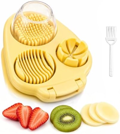 Joyzan 3 in 1 Egg Slicer, Hard Boiled Eggs 3 Way Cutter Manual Strawberry by Joyzan