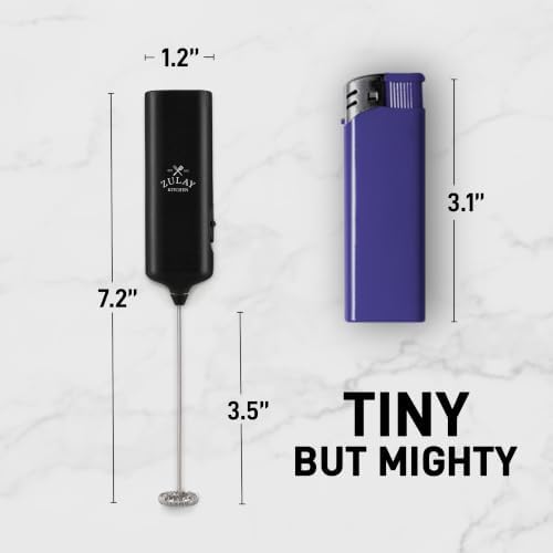 Zulay Kitchen Mini Mighty Milk Frother Wand, Powerful Coffee Frother, Black - Image 2