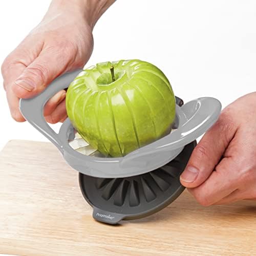 PrepWorks by Dishwasher Safe 16-Slice Thin Apple Slicer and Corer with Attached Safety Cover (Grey)