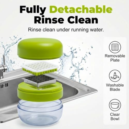 Manual Garlic Masher, Stainless Steel Blade Garlic Mincer Crusher with Peeler and Cleaning Brush, Hand-Press Garlic Chopper Grater for Ginger, Nut, Herb (1PCS)