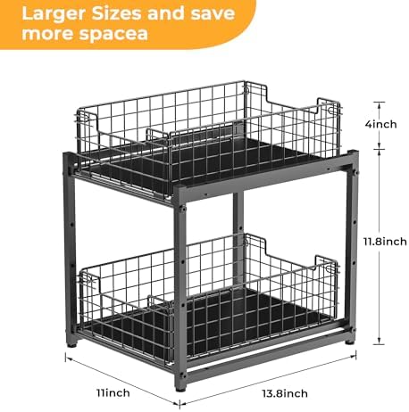Under Sink Organizer, 2-Tier Pull Out Cabinet Organizer