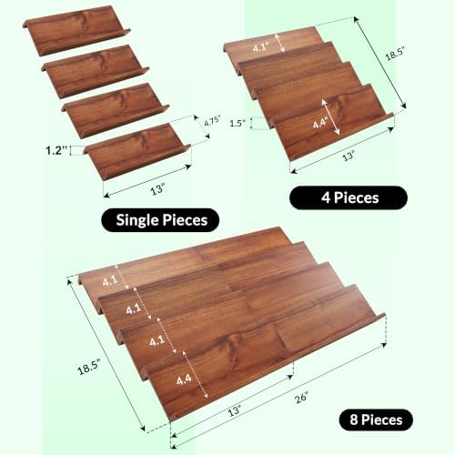 Acacia Wood 4-Tier Spice Rack Organizer for Cabinet, Pack of 8 Pcs