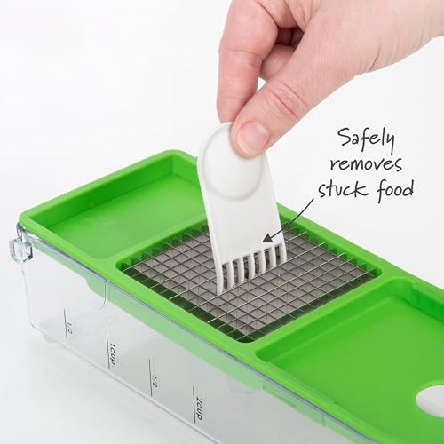 Professional Onion Chopper Dicer - 2-Cup Food Chopper with Measurements & Easy-Press Handle, Includes Cleaning Tool & Container for Onion, Vegetables, Fruits, Dishwasher Safe, Non-Slip Base (White) - Image 5