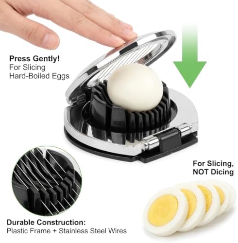 Egg Slicer for Hard Boiled Eggs, Heavy Duty Egg Cutter with 3 Slicing Styles, Dishwasher Safe Stainless Steel Cutting Wires, Ideal for Strawberries, Mushrooms & Soft Fruits - Image 4