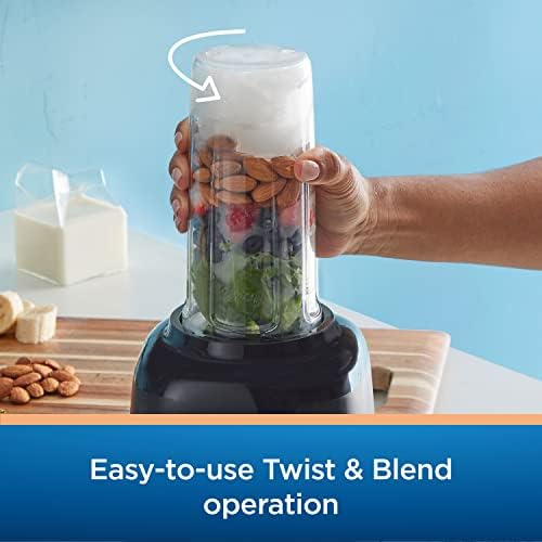 Oster Personal Blender for Shakes, Smoothies, and Single Serve Portable Cups with 2 20-ounce On-the-Go Spill Proof Cups and Lids, BPA-Free & Dishwasher-Safe, Black - Image 3
