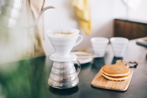 V60 Coffee Pour Over Kit - Includes 02 Ceramic Dripper, Glass Range Server, and 100ct Filters