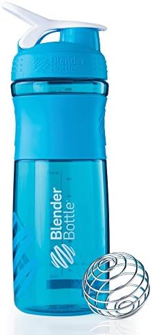 BlenderBottle SportMixer Tritan Grip Shaker Bottle, Aqua/White, 28-Ounce by BlenderBottle