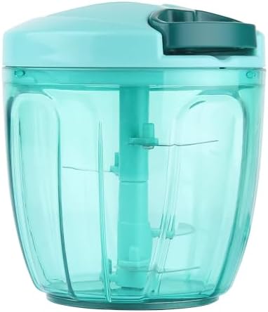 Manual Food Processor Vegetable Chopper, Portable Hand Pull String Garlic Mincer Onion Cutter for Veggies, Ginger, Fruits, Nuts, Herbs, etc., 900ml, Blue