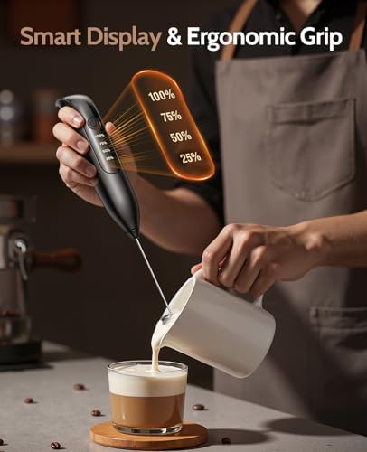Milk Frother Handheld: LED & Wireless Charge, 3 Heads 3 Speeds - Image 3