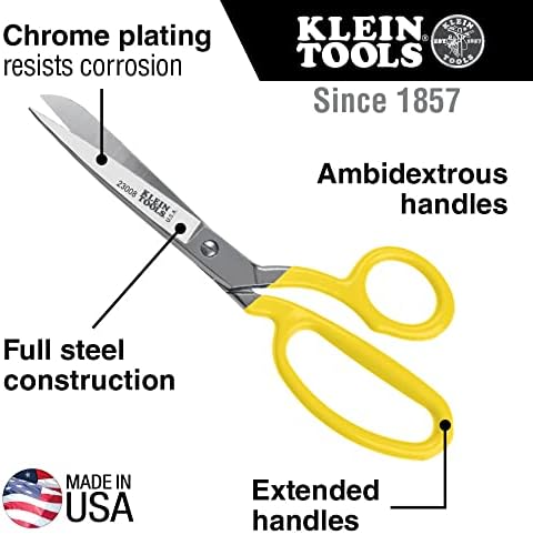 Klein Tools 23008 Premium Forged Heavy Duty Bent Trimmer Scissors, Made in USA, 8-Inch Multipurpose Durable Household Scissors, Perfect for Kitchen, Sewing, Crafts, Office