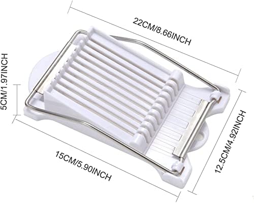 Stainless Steel Wire Egg Slicer,Cuts 10 Slices For fruit,Onions,Soft Food and Ham，Slicer & Cutter for Eggs, Mozzarella Cheese, Slice Spacing 1/3 inch Multipurpose Luncheon Meat Slicer(White) - Image 2