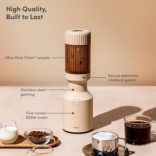 Beast Mini Blender, Countertop Kitchen Blender, Sand, 600W - Image 3