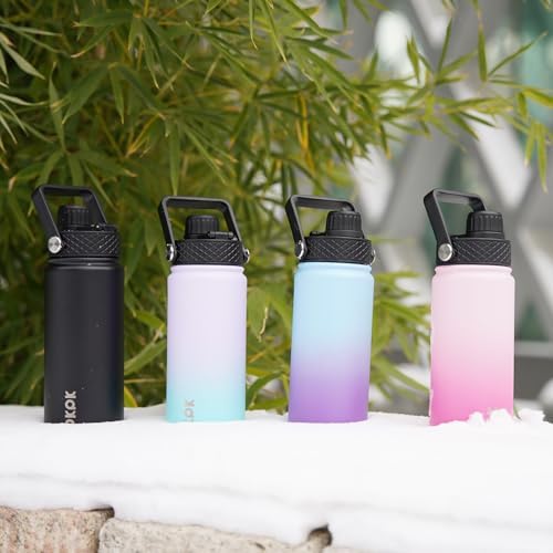 2 Pack 18oz Insulated Water Bottles with Straw Lids, Stainless Steel