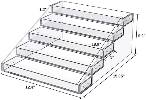 Wide Clear Acrylic Spice Rack for Countertops- 5 Tier