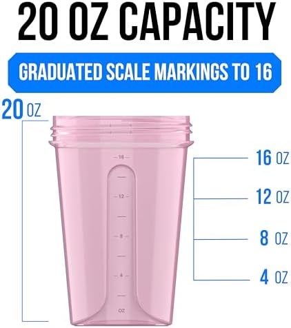 VELOMIX 4 Pack 20oz Protein Shaker Bottle for Protein Mixes, Berry Blend - Image 4