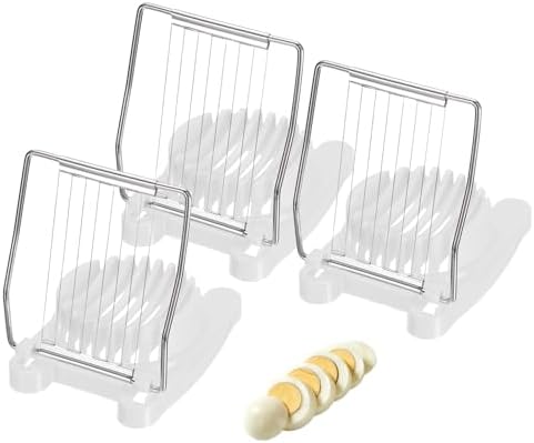 uxcell 3 Pack Egg Slicer for Hard Boiled Eggs, Stainless Steel Wire, White by uxcell