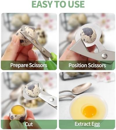 6PCS Quail Egg Scissors,Stainless Steel Quail Egg Cutter with Non-Slip Handle, Easy Egg Opening Tool for Quail, Ideal for Kitchen, Restaurant Use(Multiple colors) - Image 5
