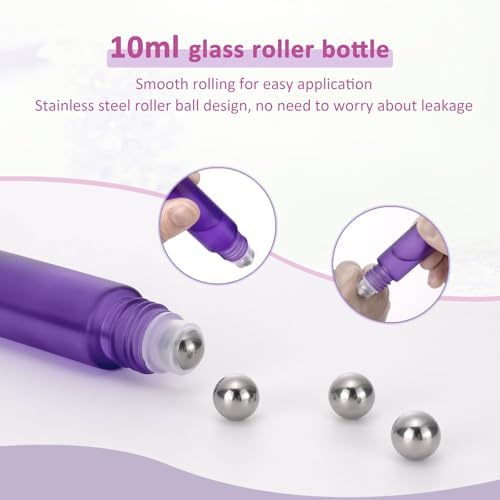 Kesell 10-Pack 10ml Glass Roller Bottles for Essential Oils, Purple - Image 4
