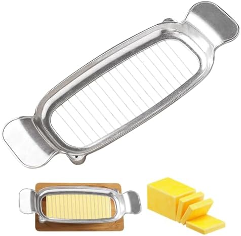 Butter & Cheese Slicer Cutter, Stainless Steel Wire Cheese Slicer, Safe for Food Contact, Multipurpose Handheld Butter Cutter for Block Cheese, Butter, Soft Fruits, and Dishwasher Safe by Silbingan
