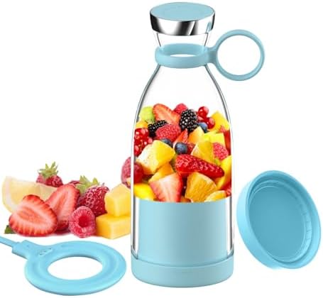 OTPEIR Portable Blender for Shakes and Smoothies with 11.83 Oz Travel Cup and Lid,Durable Stainless Steel Blades for Juice Blending Performance, Blue by OTPEIR