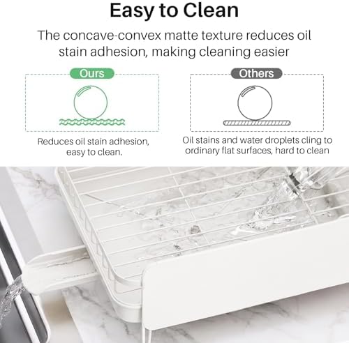 Large Dish Drying Rack for Kitchen Counter, Expandable, White