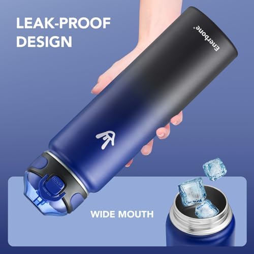 32 oz Insulated Water Bottle, Stainless Steel Bottle with Carrying Strap, Double-Wall Vacuum Insulation Design, Leakproof Sports Bottle with Straw, Keep Drinks Cold or Hot for Hours